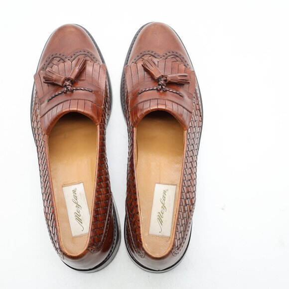 Mezlan Alicante Loafer Tassel Brown Leather Braided Side Men's 13 B Made Spain - Picture 9 of 11